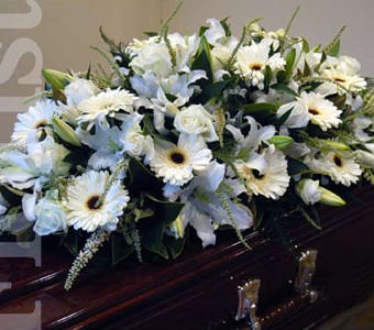 All white casket cover