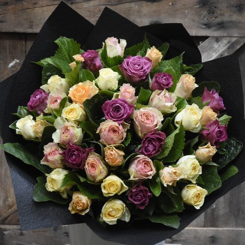 Mixed colour rose bouquet