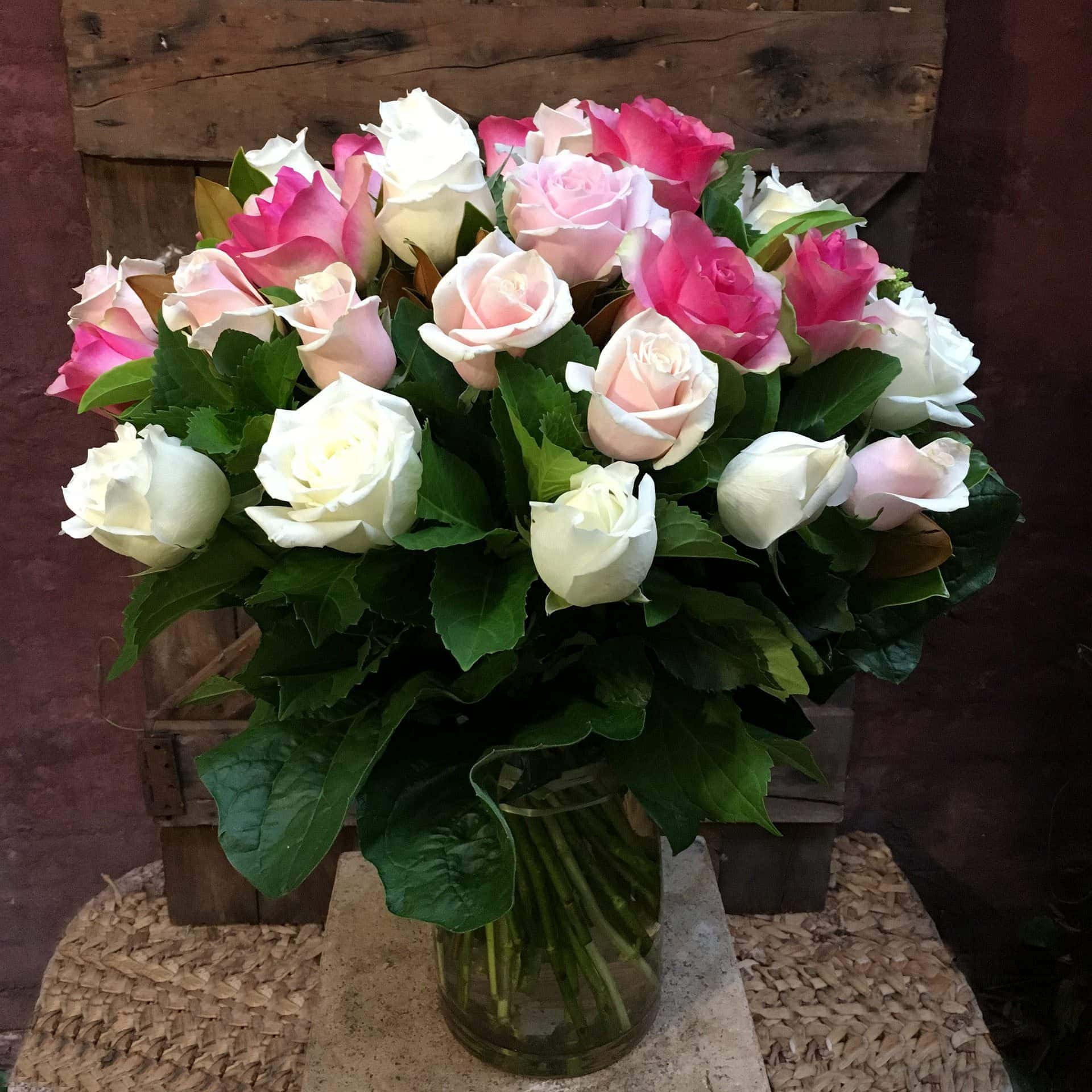 Pastel rose vase arrangement